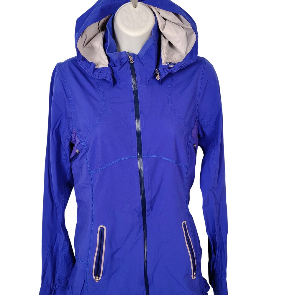 Lululemon Royal Blue Hooded Windbreaker Full Zip Running Jacket Size 4